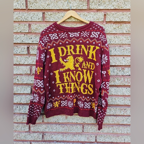 Game of Thrones I Drink Ugly Holiday Christmas Sweater - Mens Medium - Picture 2 of 5